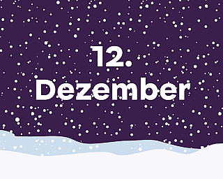 Schneelandschaft in der "12. Dezember" steht.