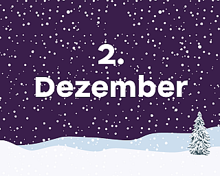Schneelandschaft in der "2. Dezember" steht.