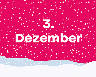 Schneelandschaft in der "3. Dezember" steht.